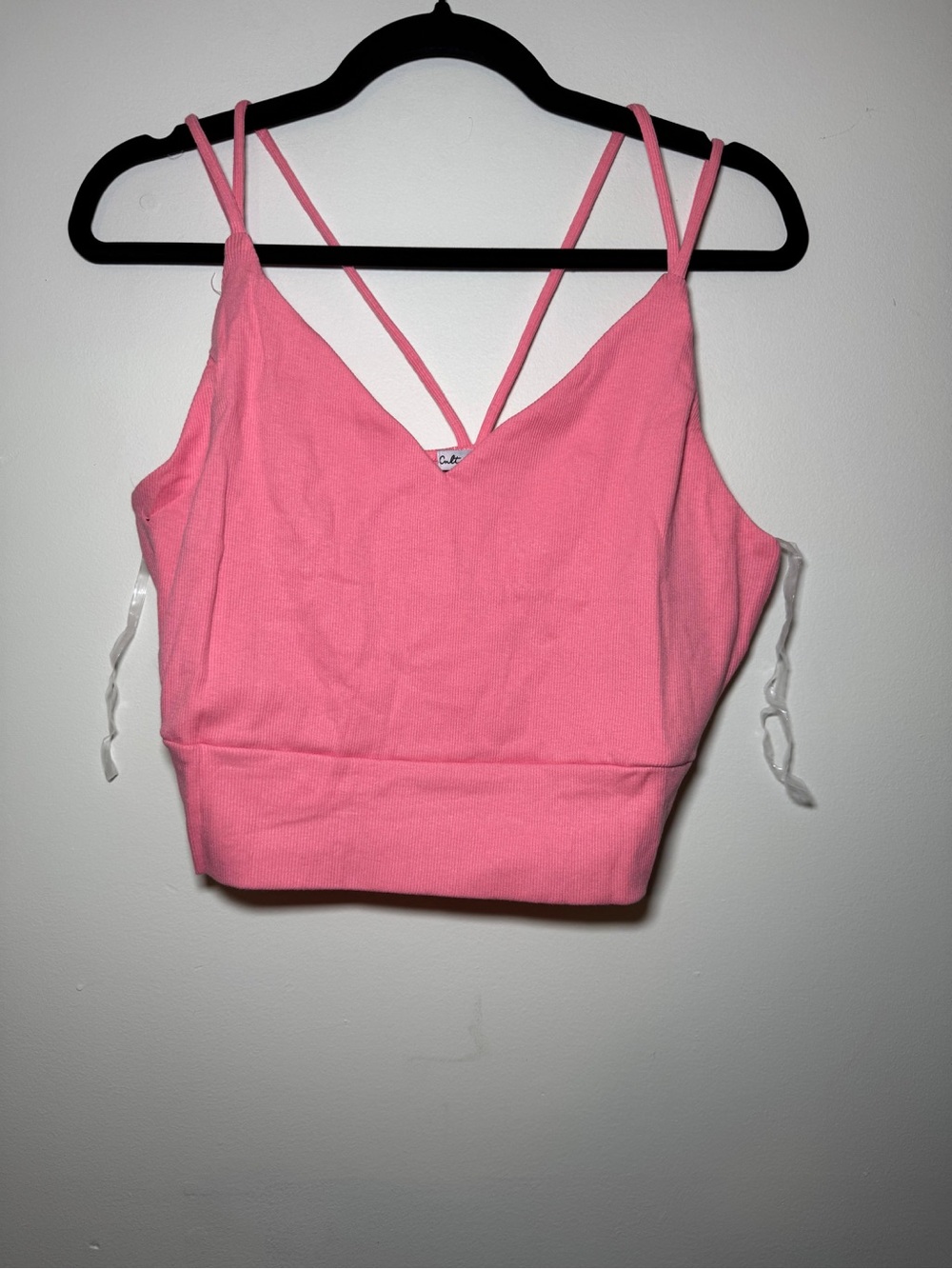 Pink Double-Strap Cropped Tank Top